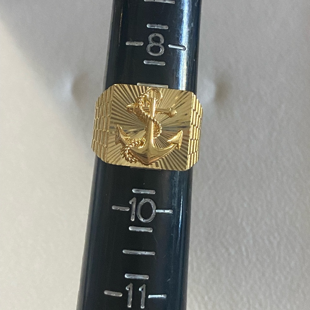 Real 18K Gold Anchor Signet Ring